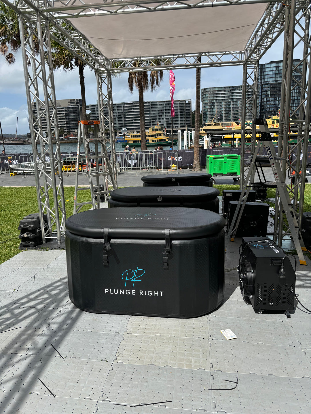 Ice bath setup at Sydney corporate event